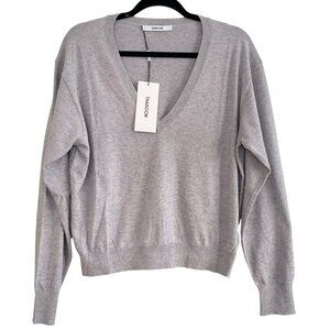 Thakoon XL Light Heather Gray V-Neck Sweater NEW